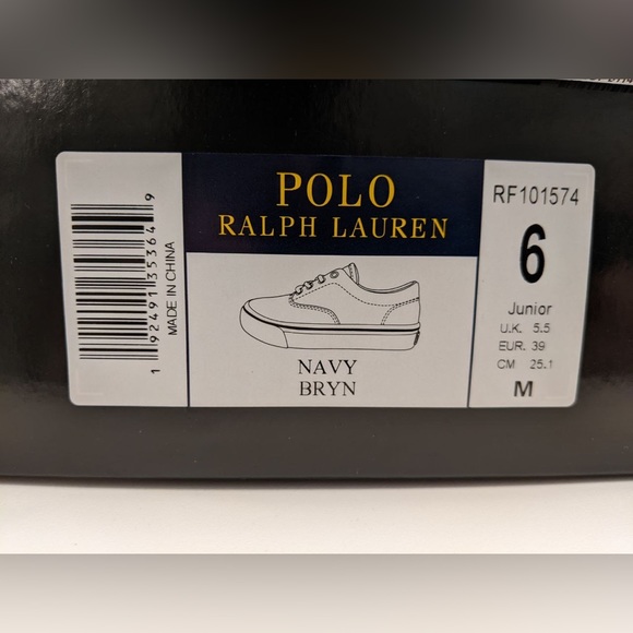 NEW POLO Ralph Lauren Canvas Sneakers Junior Size 6 - Picture 9 of 9